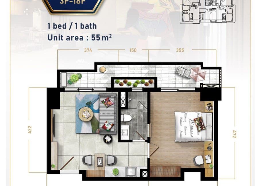 Luxury One Bedroom Apartment for Rent In BKK1 (6)