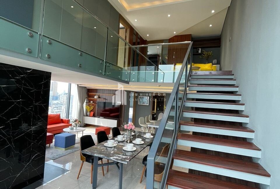 Luxury 3-Bedroom Penthouse for Sale in Phnom Penh Duplex Staircase