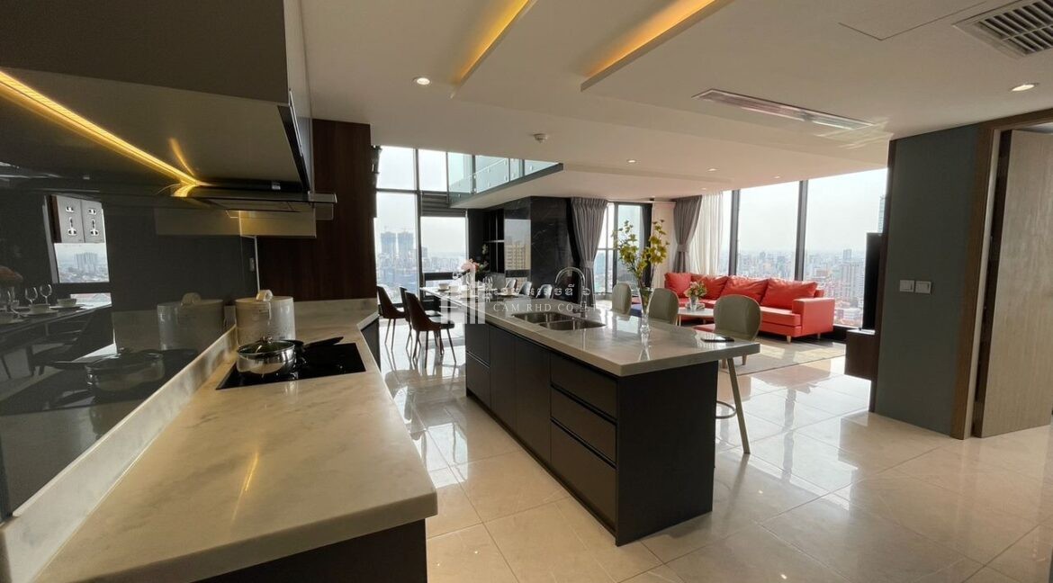 Luxury 3-Bedroom Penthouse for Sale in Phnom Penh Kitchen
